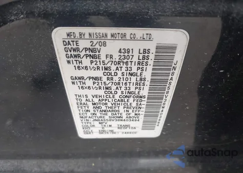 2008 Nissan Rogue S from USA, damaged, VIN JN8AS58V38W403494